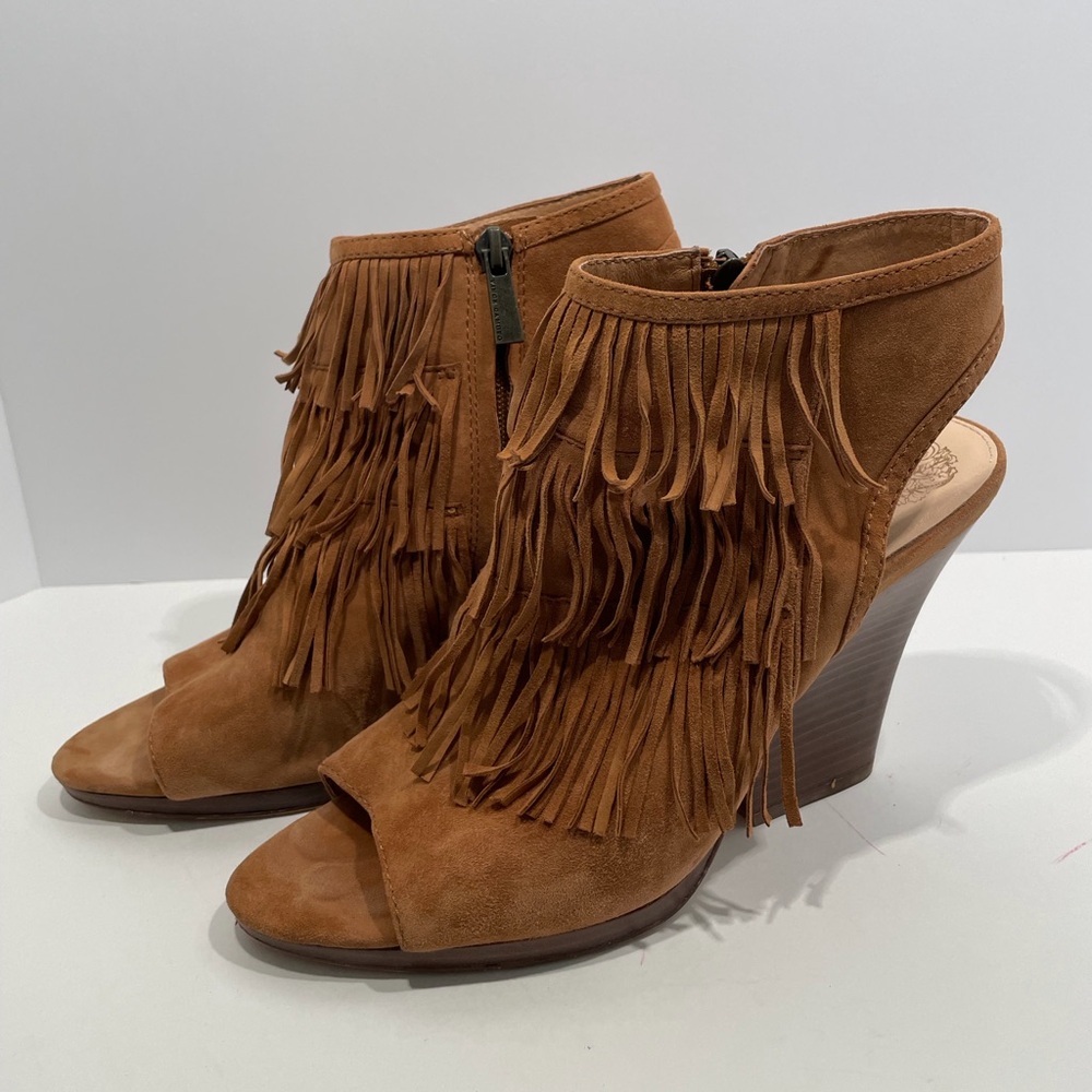 Vince Camuto open toe fringe heel